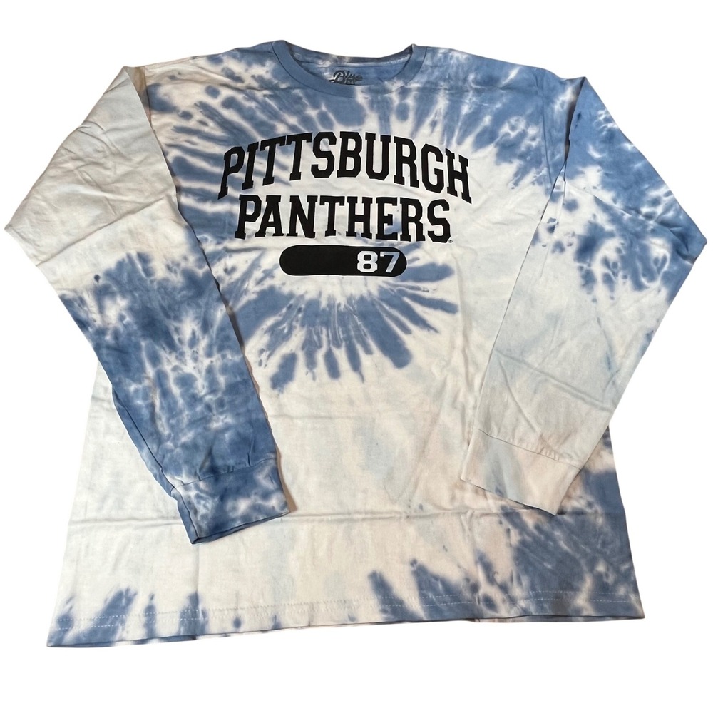 Blue 84 Pittsburgh Panthers Tie Dye Long Sleeve Shirt Mens Medium Blue White 87